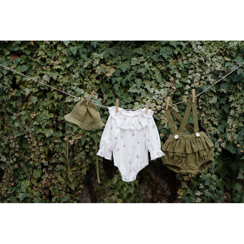 Set din in verde si tricot cu flori