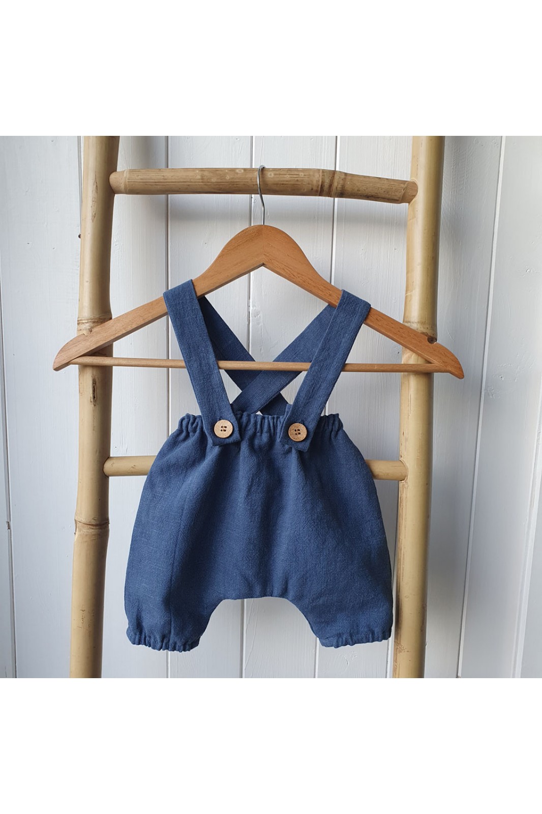 Salopeta tip pantalon indigo 3/4